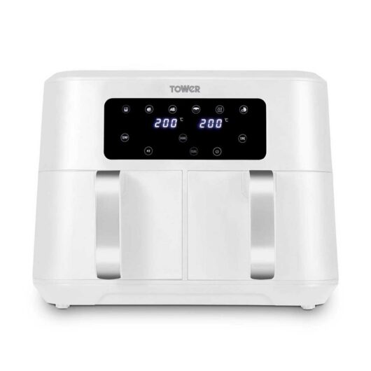 Tower Vortx 8.5L Dual Basket White And Chrome Trim